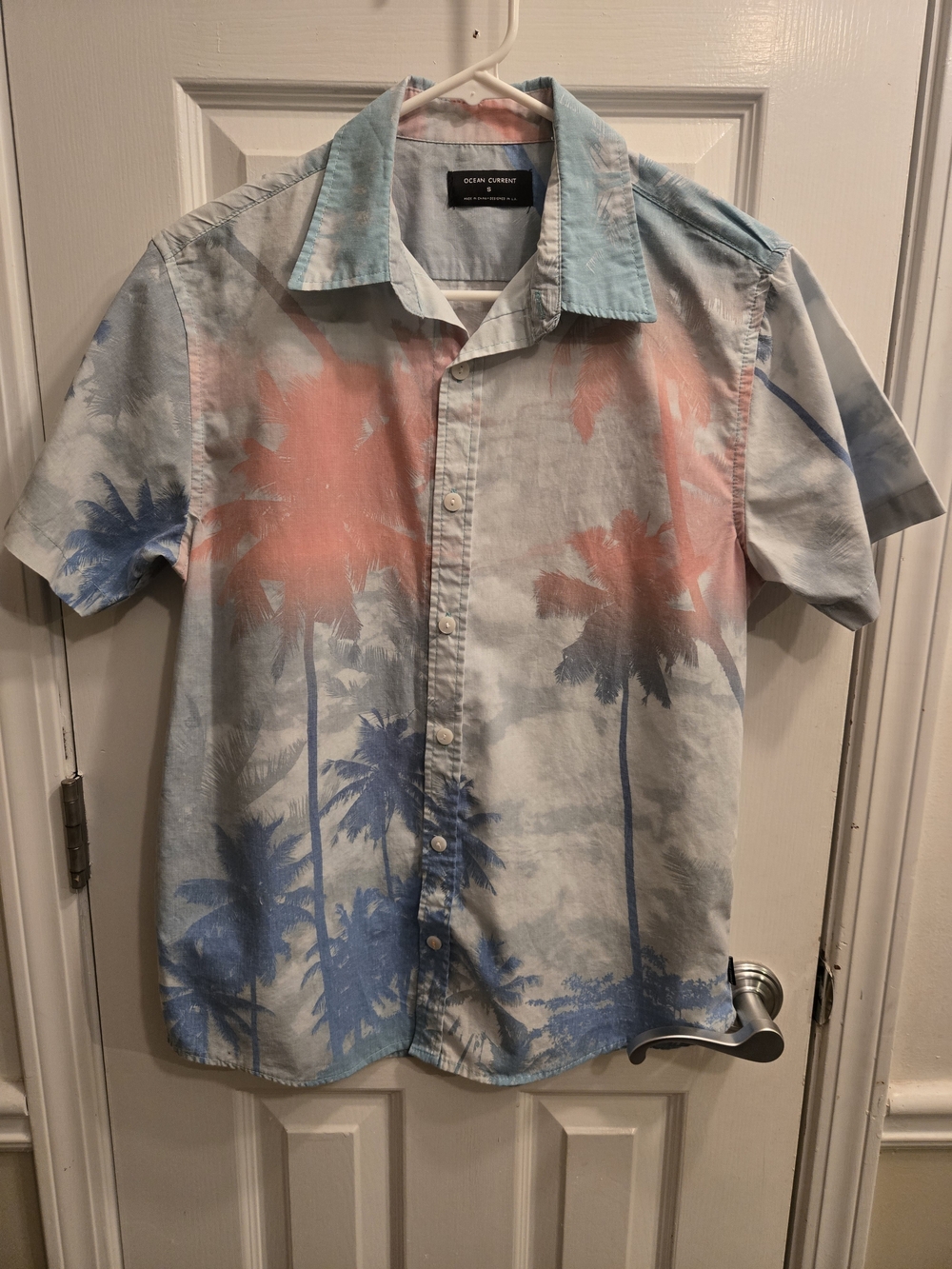 Ocean Current Men’s Sunset Palm Tree Hawaiian Button Down Shirt - Size S